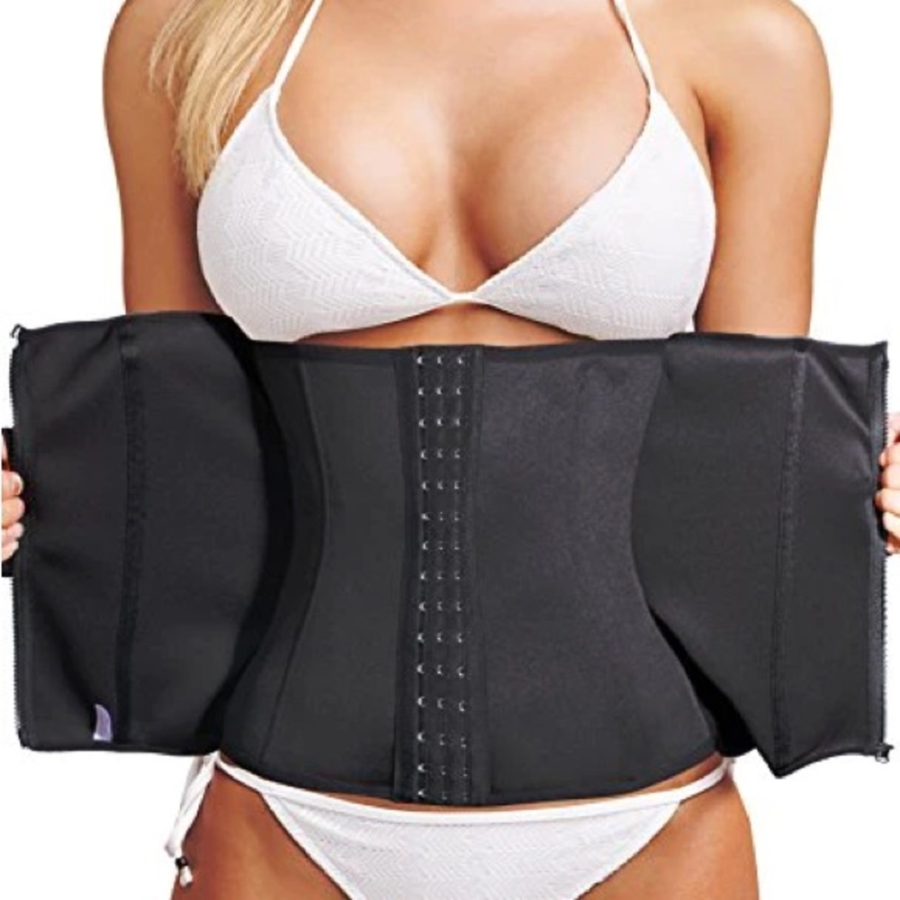 Zip And Clip Strapless Neoprene Waist Trainer With Hooks And Zipper